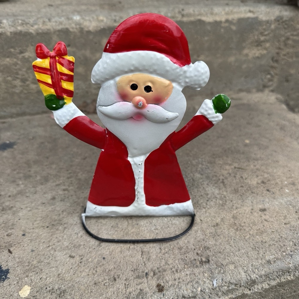 Metal Santa Christmas Decor With Stand 6.5" Christmas House‎ Holiday Home Decor